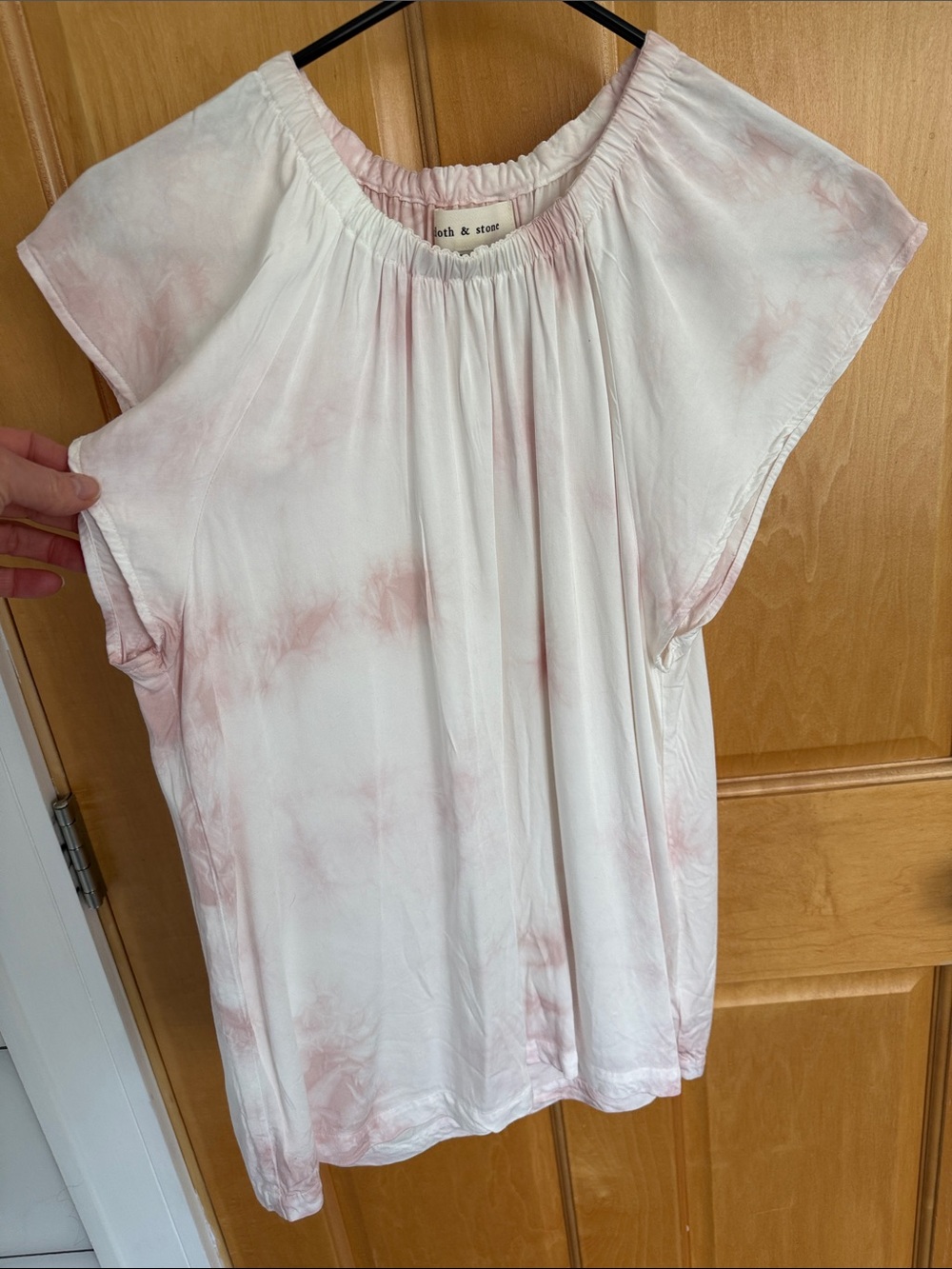 cloth & stone White and Light Pink Tie-Dye Short Sleeve Tunic